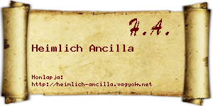 Heimlich Ancilla névjegykártya